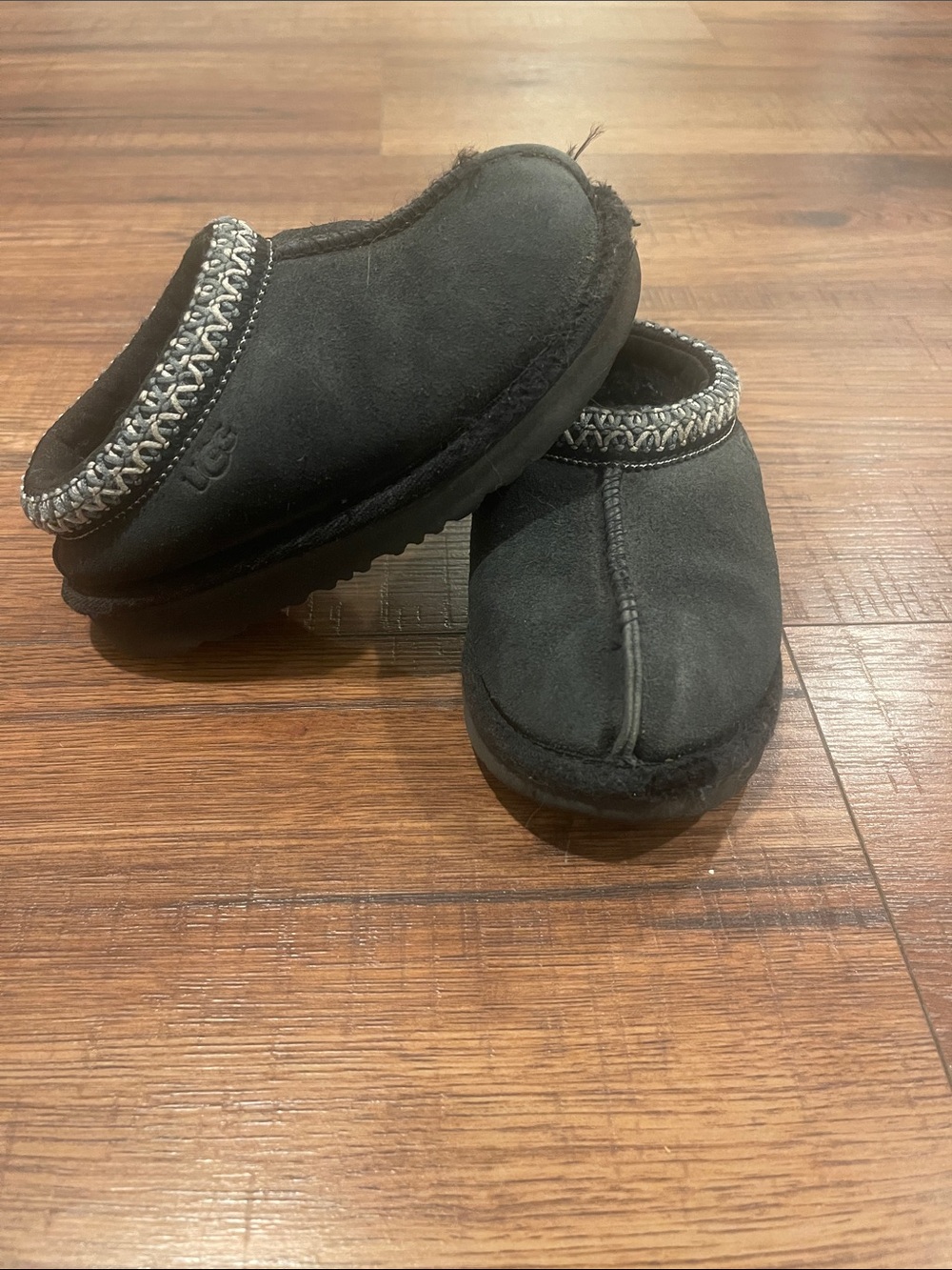 UGG Kids Black Slip-On Shearling-Lined Clog